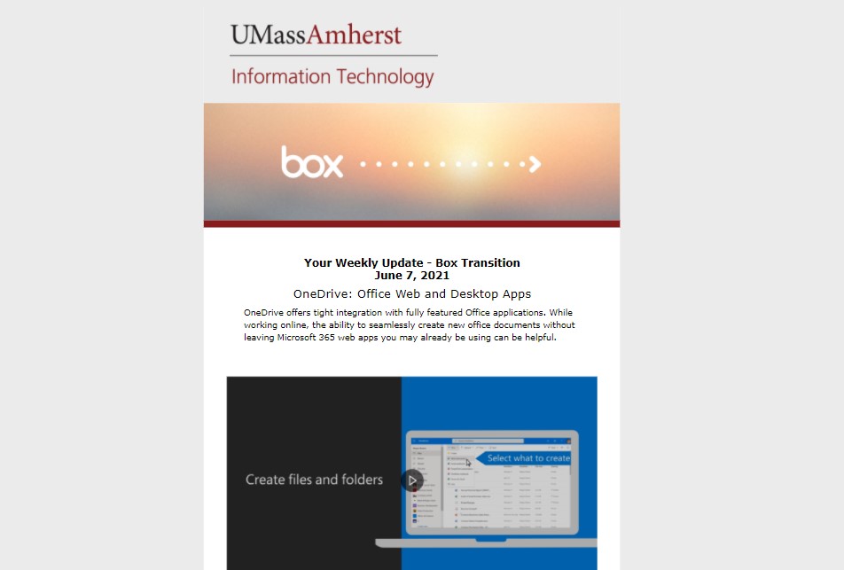 email about box retirement with a soft and warm colored header image